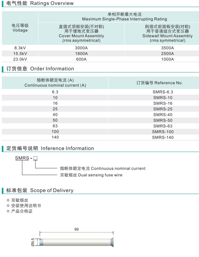 双敏熔丝 SMRS-(10-100A)