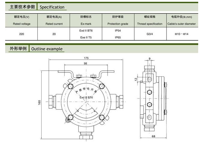 JHd-d系列防爆吊灯盒