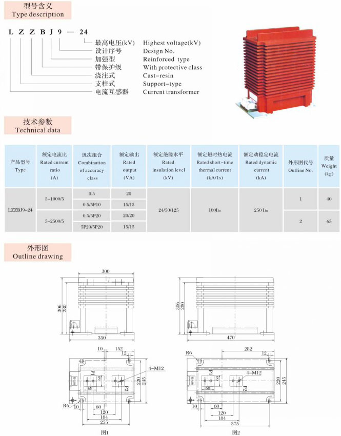 LZZBJ9-24    支柱式、穿墙式