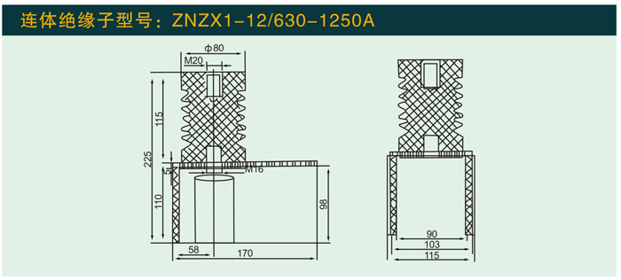 ZNZX1—12/630—1250A  连体绝缘子