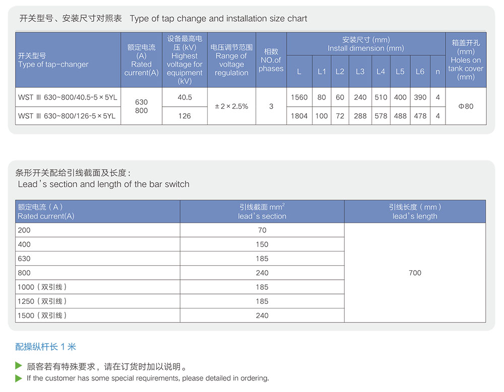 单相条形分接开关