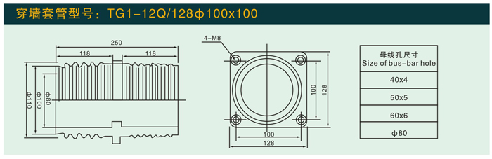 TG1—12Q/128∳100＊100   穿墙套管