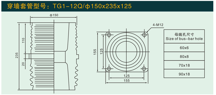 TG1—12Q/∳150*235*125   穿墙套管