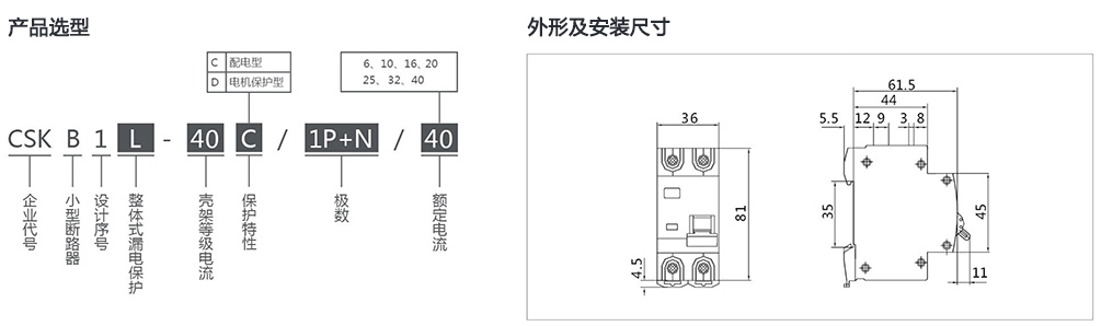 CSKB1L-40系列小型漏电断路器