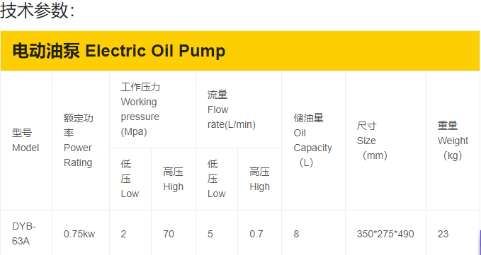DYB-63A电动油泵