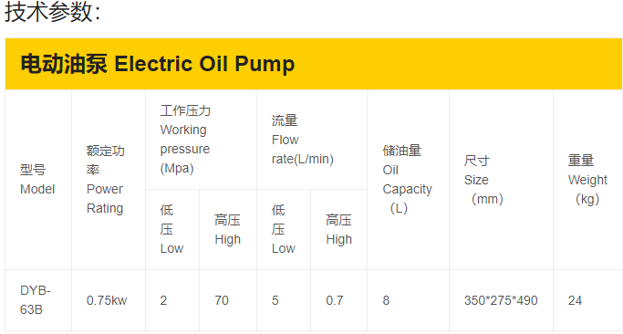 DYB-63B电动油泵