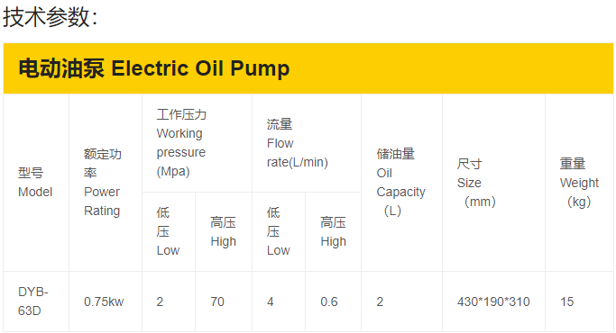 DYB-63D电动油泵