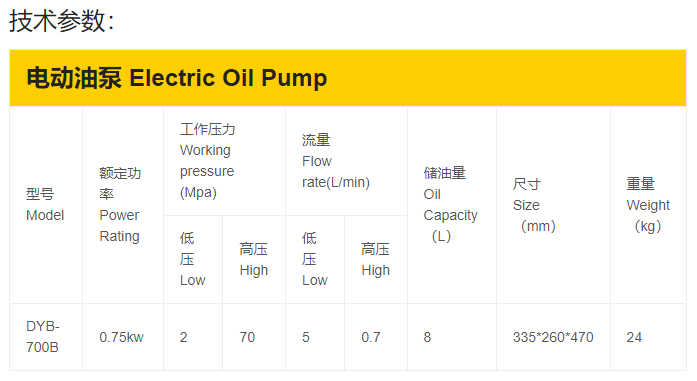 DYB-700B电动油泵