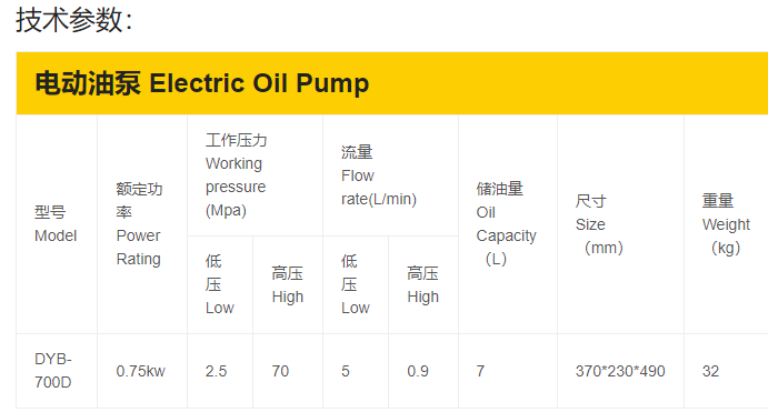 DYB-700D电动油泵