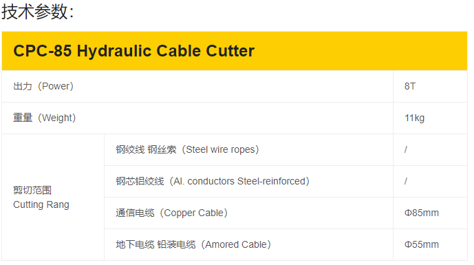 CPC-85液压线缆剪