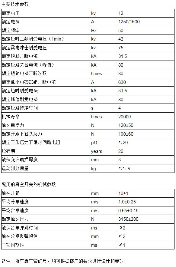 ZKTD1600/12-31.5 TD32514C真空灭弧室