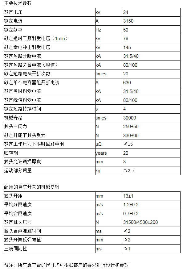 ZKTD3150/24-40 TD46801F  真空灭弧室