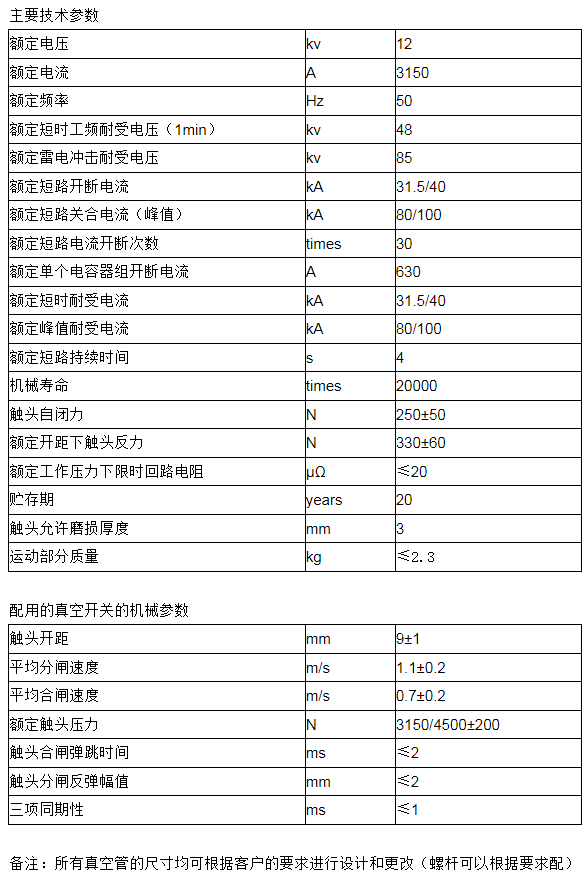 ZKTD3150/12-40 TD36801GF真空灭弧室