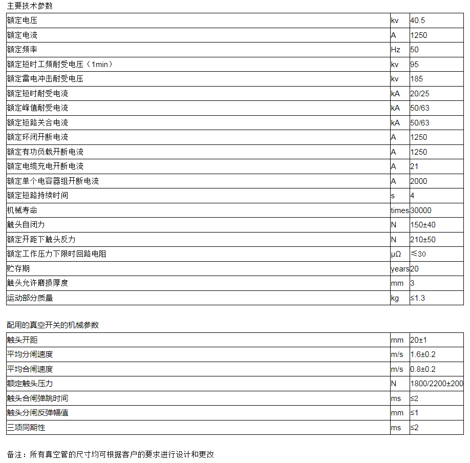 ZKTF1250/40.5-25 TF52401B真空灭弧室