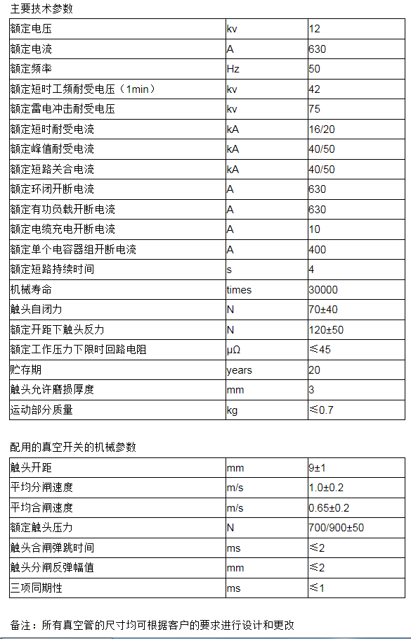 ZKTF630/12-20 TF31402C真空灭弧室