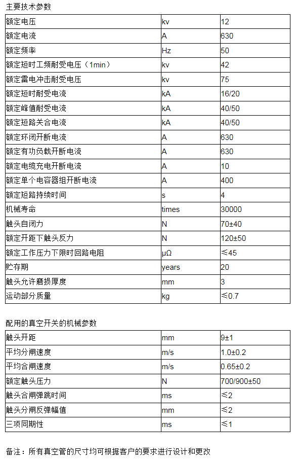 ZKTF630/12-20 TF31416真空灭弧室