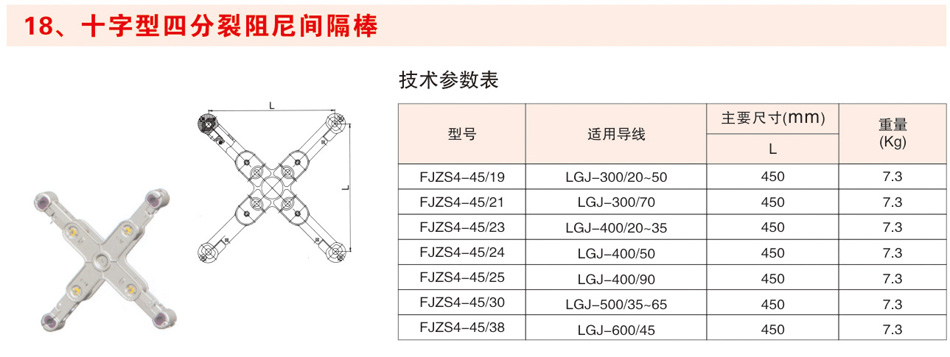 十字型四分裂阻尼间隔棒