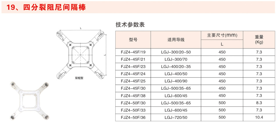 四分裂阻尼间隔棒