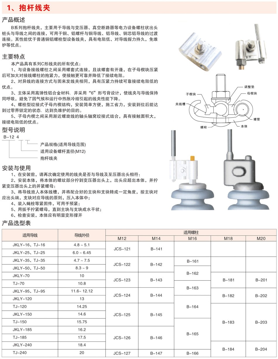 B系列抱杆线夹