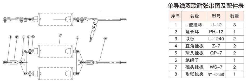 单导线双联耐张串图及配件表