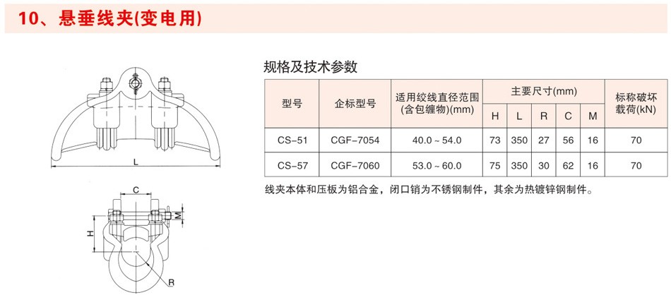 悬垂线夹（变电用）