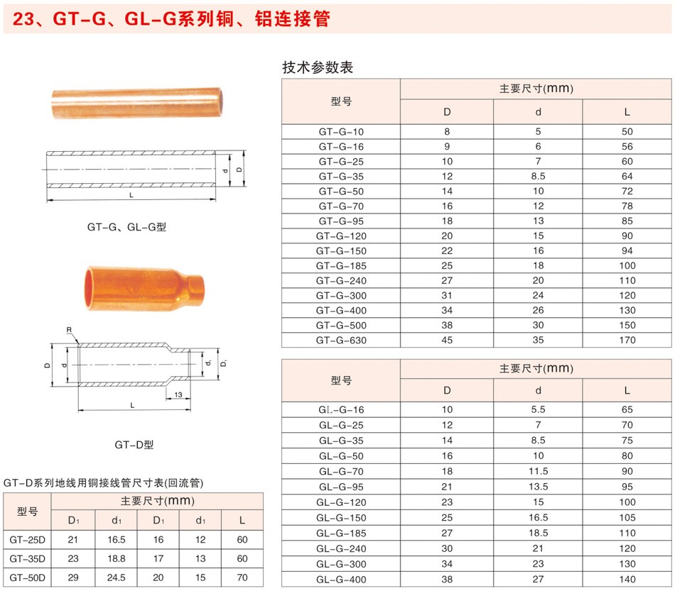 GT-G、GL-G系列铜、铝连接管