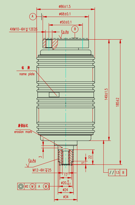 ZW6系列真空灭弧室  TD-12/630-20MY(2219)