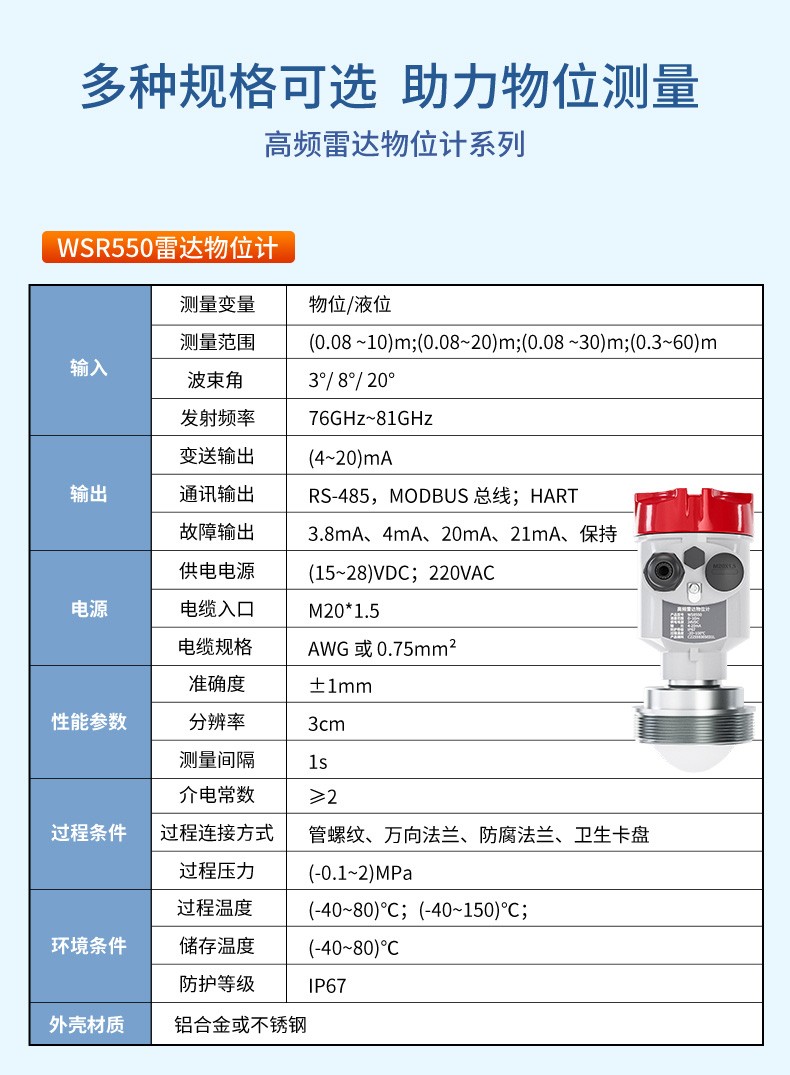 WSR550雷达物位计 _80GHz