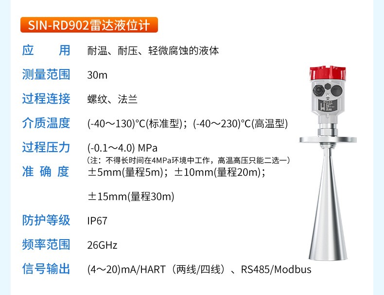 SIN-RD905雷达料位计_适用于固体颗粒、粉料