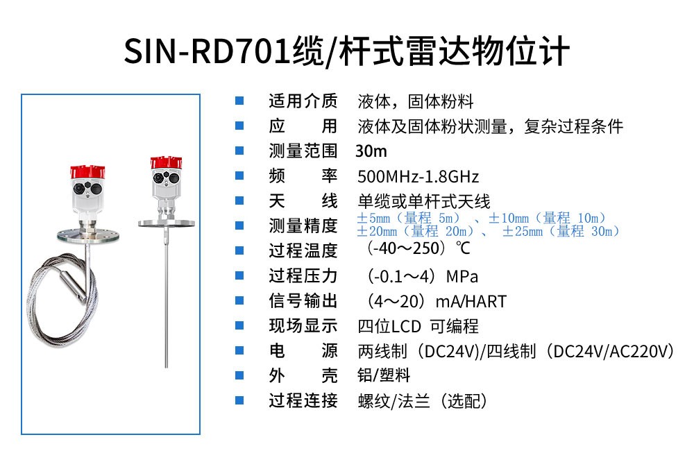 SIN-RD701缆/杆式雷达物位计