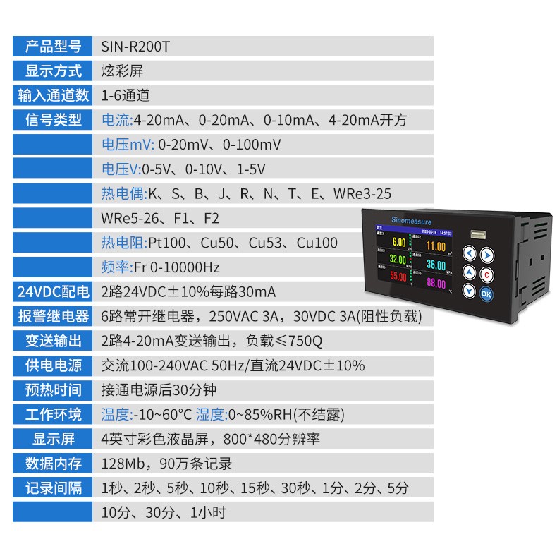 SIN-R200T_1~6路可选_无纸记录仪