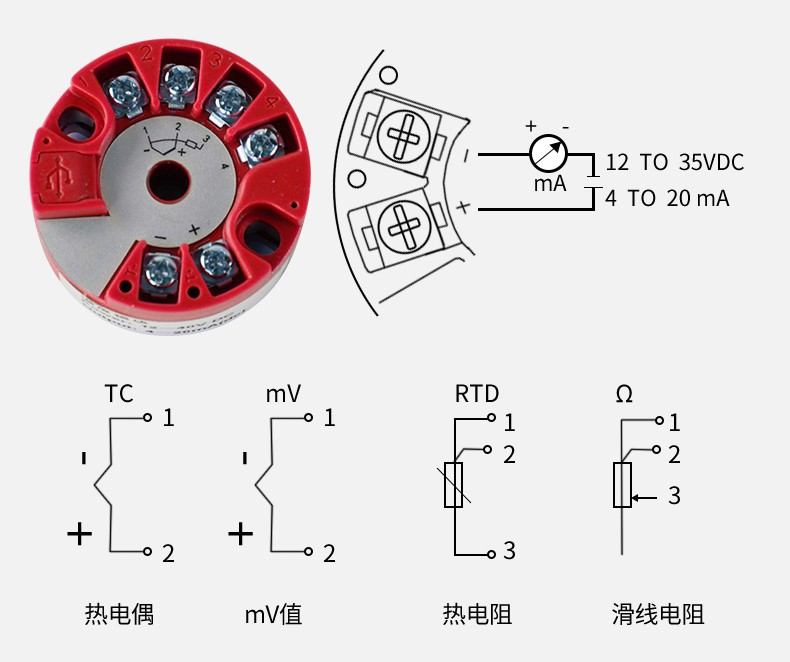 SIN-ST500_温度变送模块_热电阻/热电偶转4-20mA输出