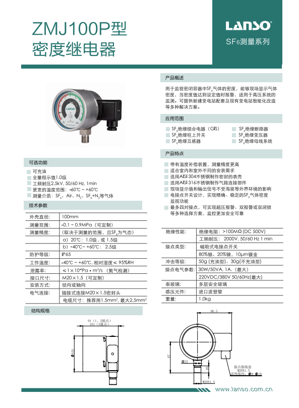 ZMJ100P型密度继电器