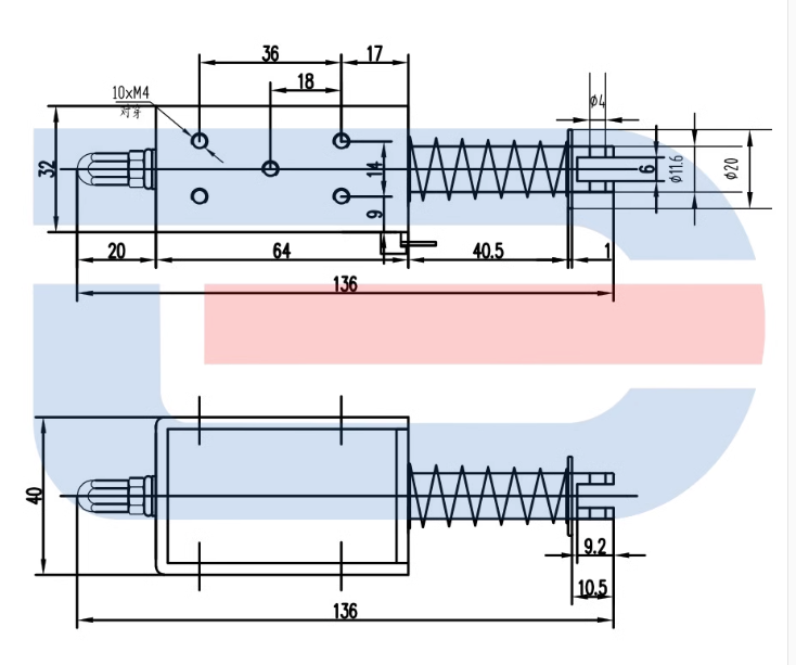 框架式推拉式直流 DC24V电磁铁 双用 长行程34MM 游戏机 参数可选