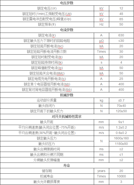 户外断路器用真空开关管 TD314W