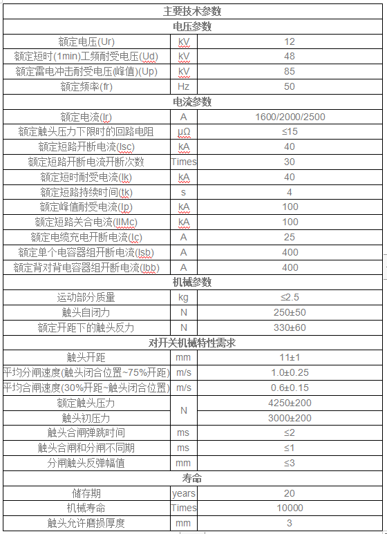 户内断路器用真空开关管 TD358Y