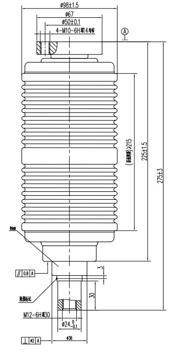 户内断路器用真空开关管 TD336Y