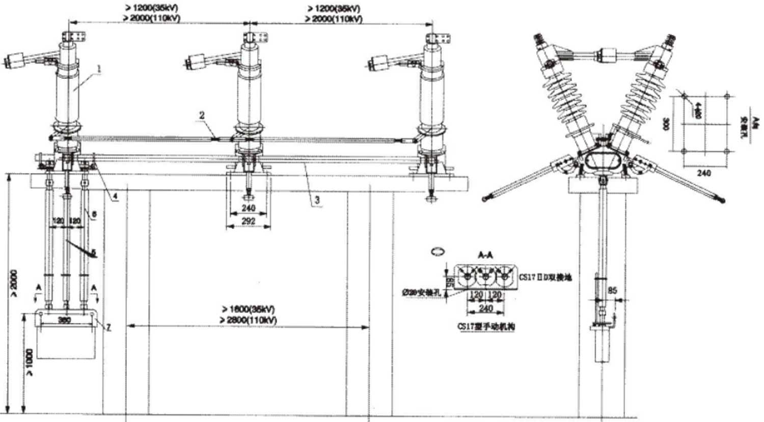 GW5A-40.5kV户外高压隔离开关