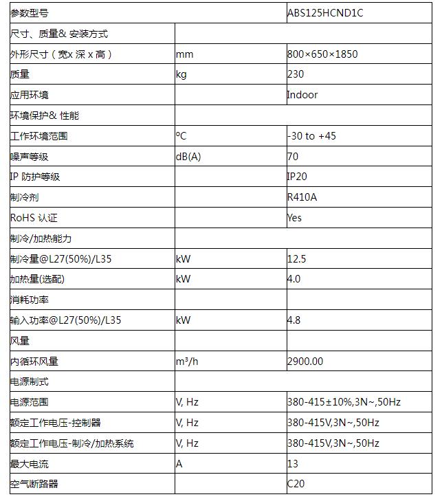 ABS125HCND1C储能空调