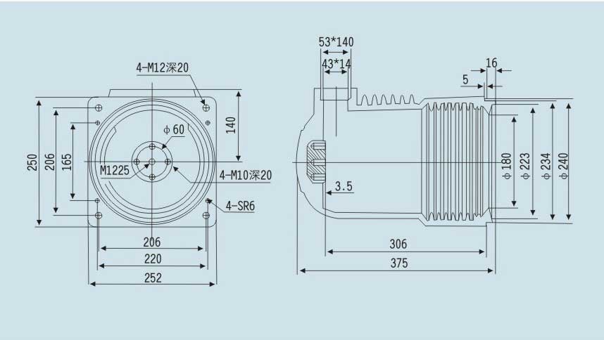 CH3-24KV252-3150~4000A-中置柜触头盒