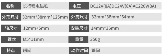 电磁铁长行程60mm吸力15KG 推拉式电磁铁交直流12V24V220V自复位