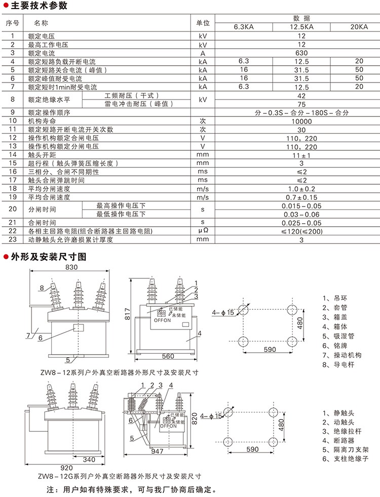 ZW8-12系列户外高压真空断路器