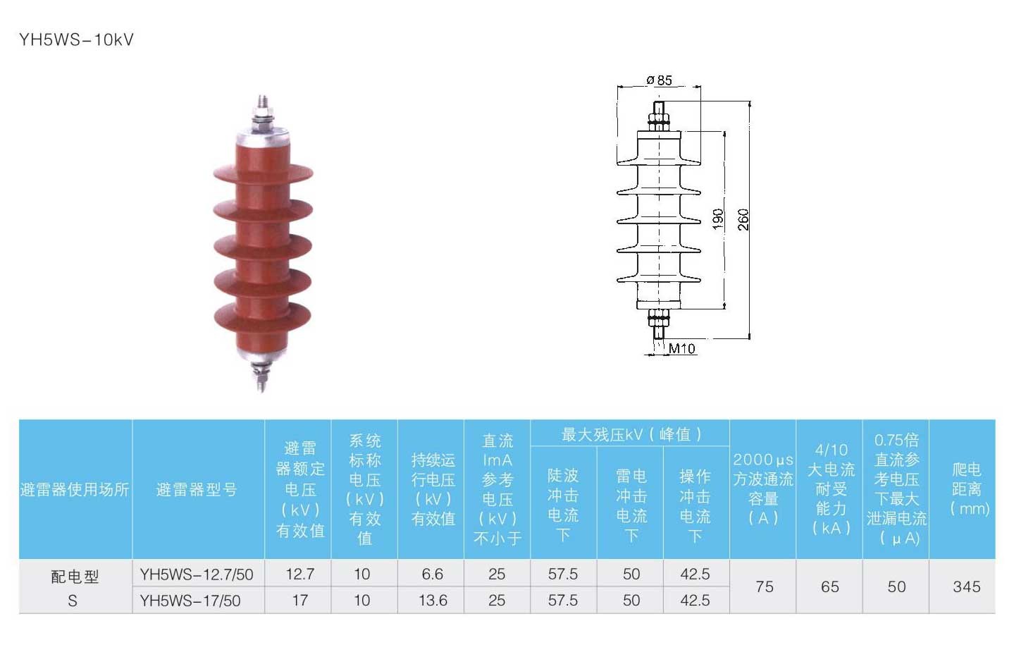 YH系列复合外套避雷器5WS-10kV