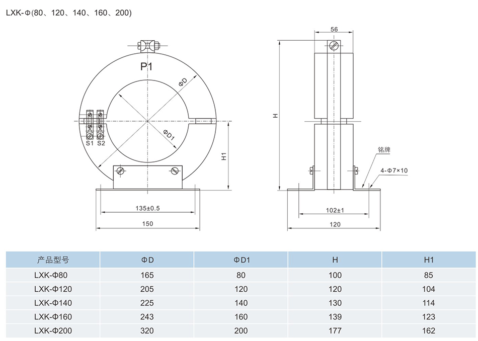 LXK-Φ(80、120、140、160、200、240)零序电流互感器