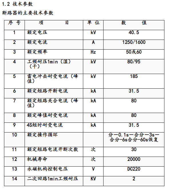 ZW32-40.5型户外柱上真空断路器