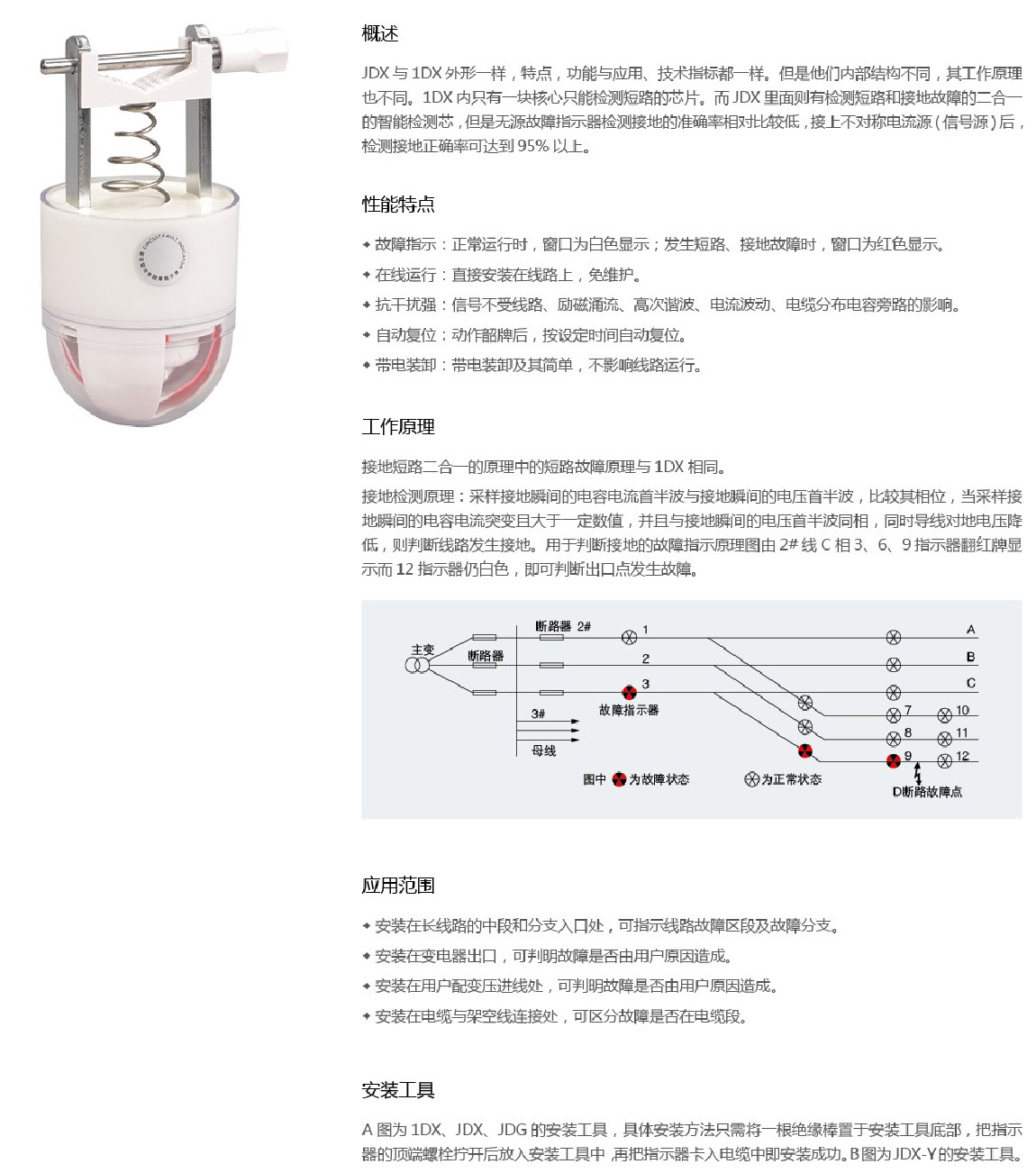 JDX接地（短路）二合一架空线路故障指示器