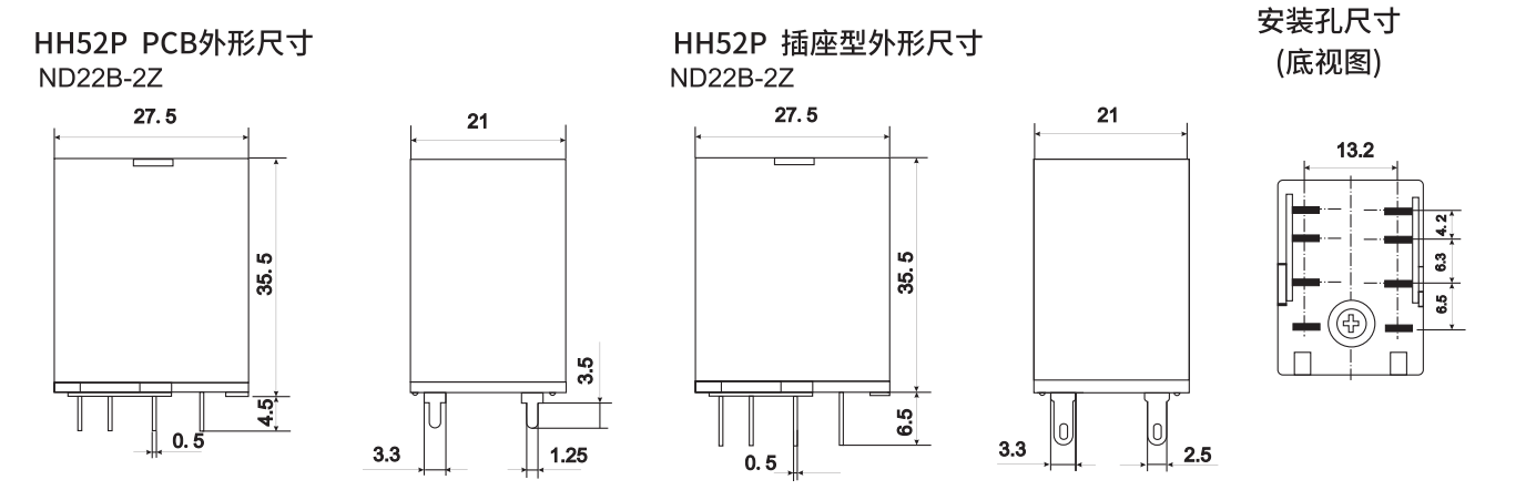 ND22B-□Z(HH5□P)通用电磁继电器系列