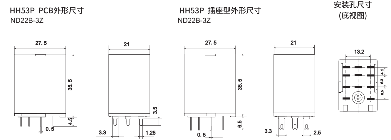 ND22B-□Z(HH5□P)通用电磁继电器系列