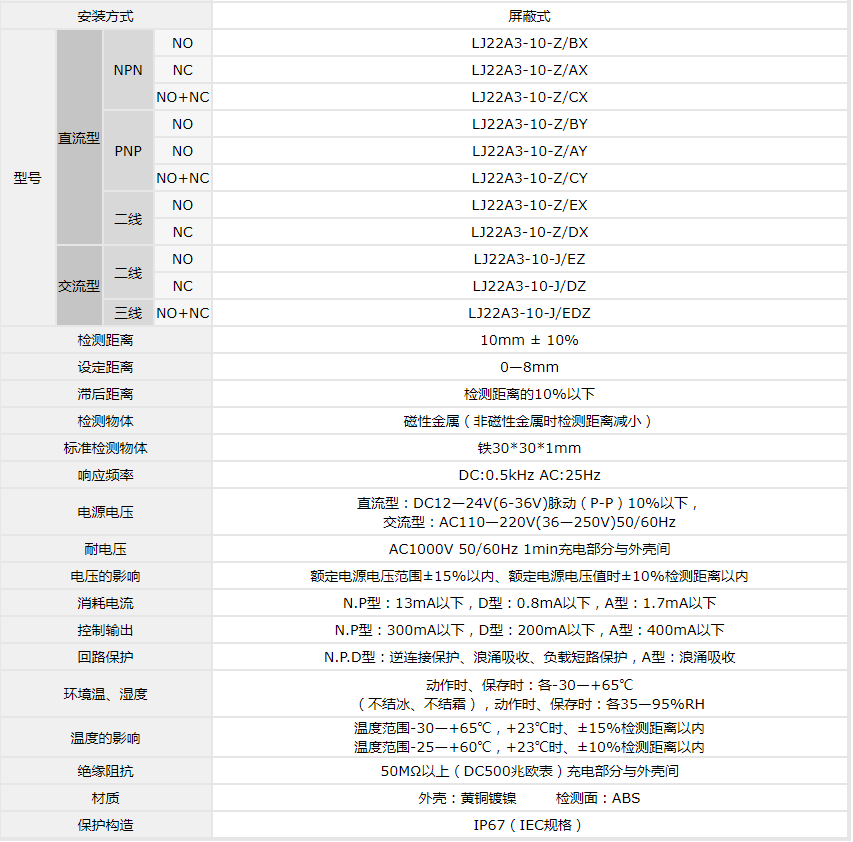 LJ22A3接近开关