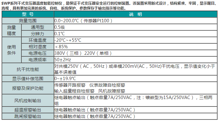 SWP系列干式变压器温度智能控制仪